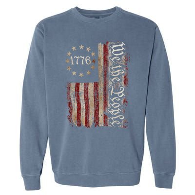 We The People American History 1776 Vintage American Flag Garment-Dyed Sweatshirt