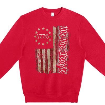 We The People American History 1776 Vintage American Flag Premium Crewneck Sweatshirt