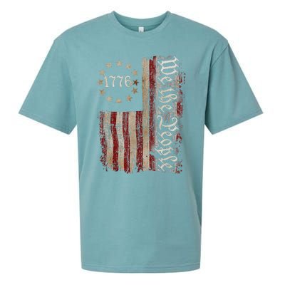 We The People American History 1776 Vintage American Flag Sueded Cloud Jersey T-Shirt