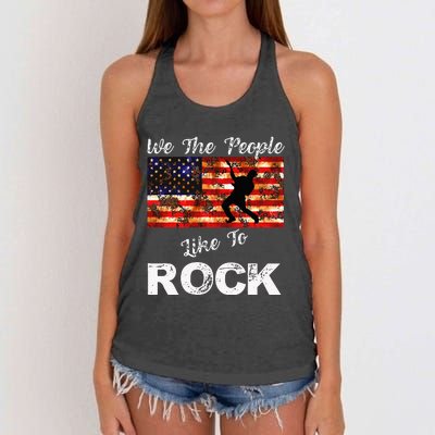 We The People Like To Rock American Flag 4th July Music Women's Knotted Racerback Tank