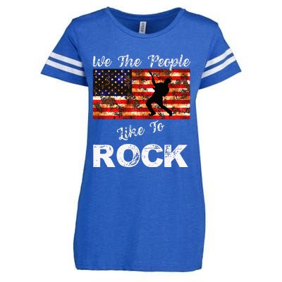 We The People Like To Rock American Flag 4th July Music Enza Ladies Jersey Football T-Shirt