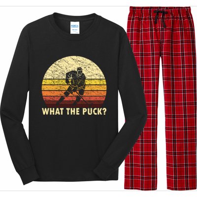 What The Puck Humorous Hockey Player Vintage Ice Hockey Meaningful Gift Long Sleeve Pajama Set