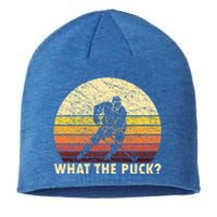 What The Puck Humorous Hockey Player Vintage Ice Hockey Meaningful Gift Sustainable Beanie