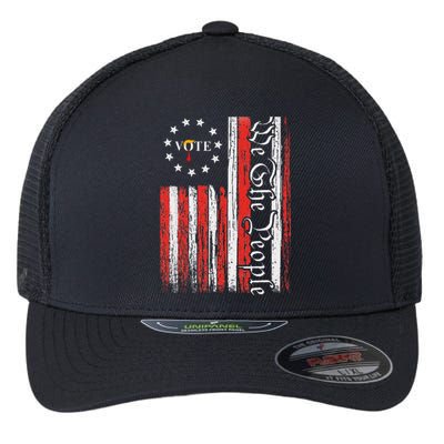 We The People Vote Trump 2024 Funny Trump Hair Tie Us Flag Flexfit Unipanel Trucker Cap