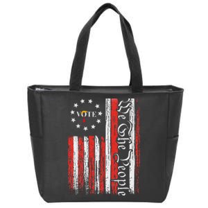 We The People Vote Trump 2024 Funny Trump Hair Tie Us Flag Zip Tote Bag