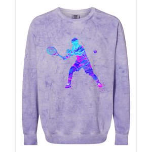 Watercolor Tennis Player Colorblast Crewneck Sweatshirt