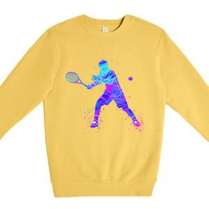 Watercolor Tennis Player Premium Crewneck Sweatshirt