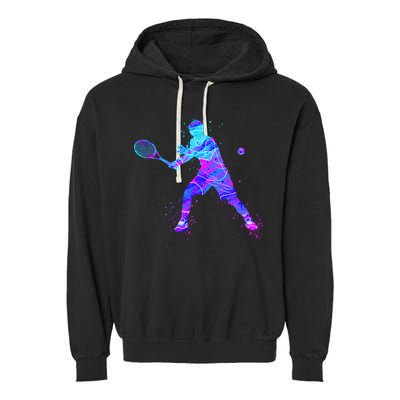 Watercolor Tennis Player Garment-Dyed Fleece Hoodie