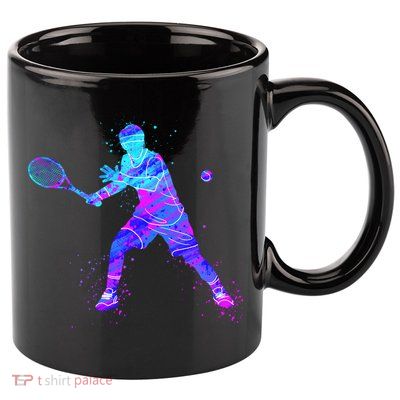Watercolor Tennis Player 11oz C Handle Ceramic Mug