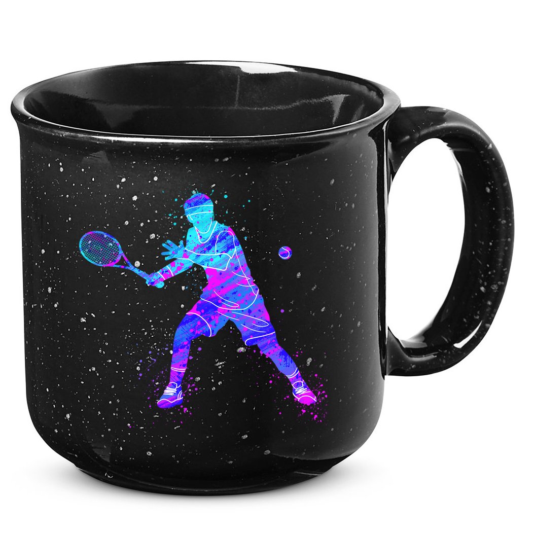 Watercolor Tennis Player 15oz Campfire Ceramic Mug