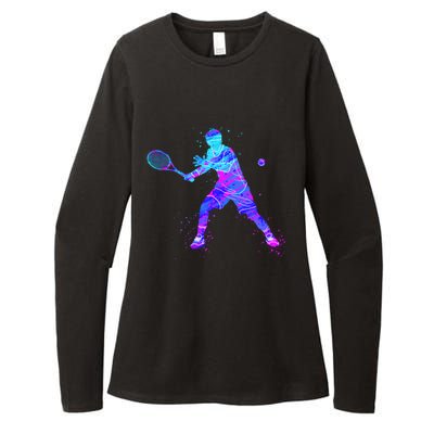 Watercolor Tennis Player Womens CVC Long Sleeve Shirt