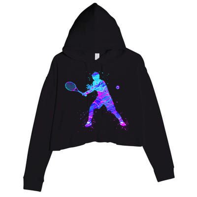 Watercolor Tennis Player Crop Fleece Hoodie