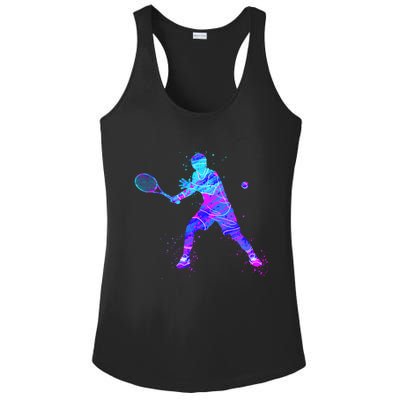 Watercolor Tennis Player Ladies PosiCharge Competitor Racerback Tank