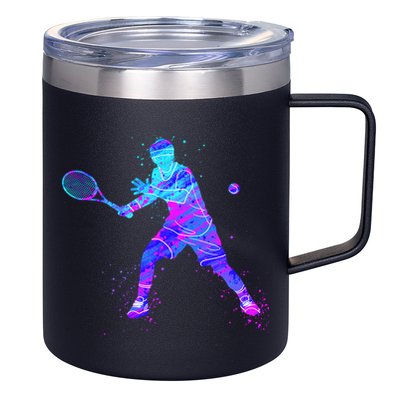 Watercolor Tennis Player 12oz Stainless Steel Coffee Mug