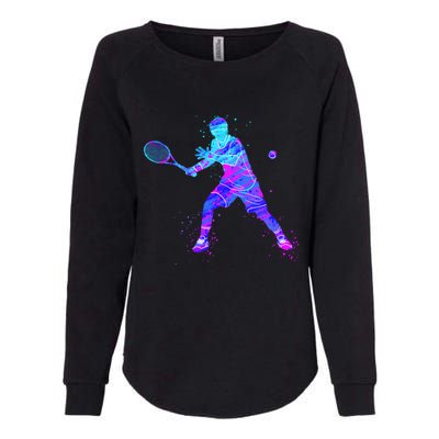 Watercolor Tennis Player Womens California Wash Sweatshirt