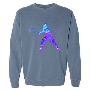 Watercolor Tennis Player Garment-Dyed Sweatshirt