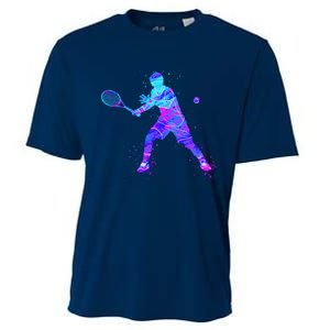 Watercolor Tennis Player Cooling Performance Crew T-Shirt