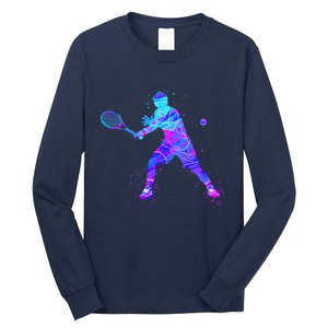 Watercolor Tennis Player Long Sleeve Shirt