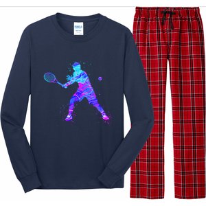 Watercolor Tennis Player Long Sleeve Pajama Set