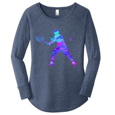 Watercolor Tennis Player Women's Perfect Tri Tunic Long Sleeve Shirt