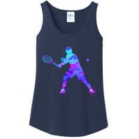 Watercolor Tennis Player Ladies Essential Tank