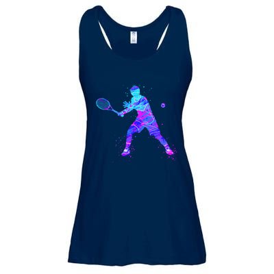 Watercolor Tennis Player Ladies Essential Flowy Tank