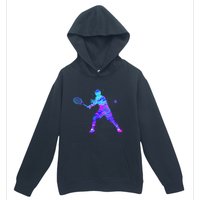 Watercolor Tennis Player Urban Pullover Hoodie