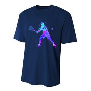 Watercolor Tennis Player Performance Sprint T-Shirt