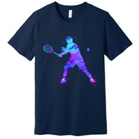 Watercolor Tennis Player Premium T-Shirt