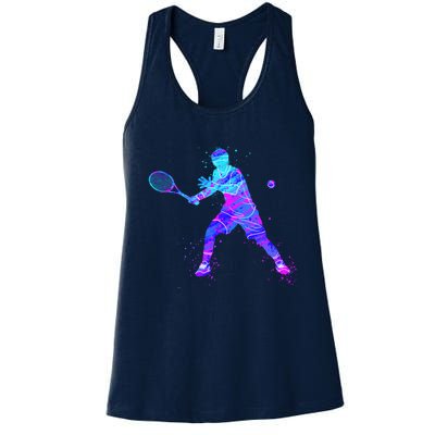 Watercolor Tennis Player Women's Racerback Tank