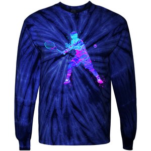 Watercolor Tennis Player Tie-Dye Long Sleeve Shirt