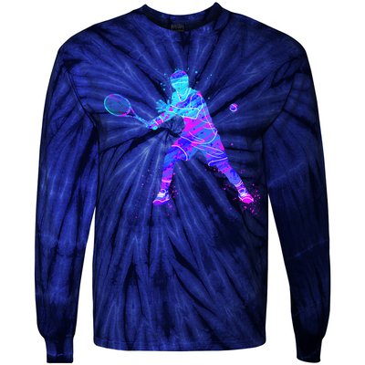 Watercolor Tennis Player Tie-Dye Long Sleeve Shirt