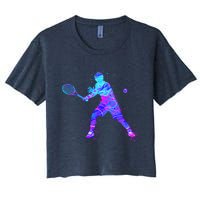 Watercolor Tennis Player Women's Crop Top Tee