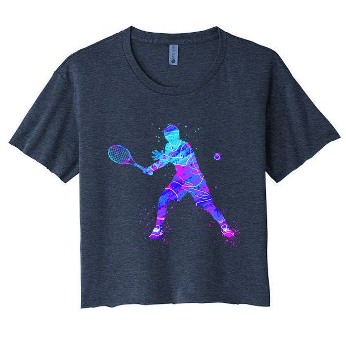 Watercolor Tennis Player Women's Crop Top Tee