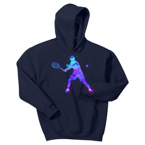 Watercolor Tennis Player Kids Hoodie