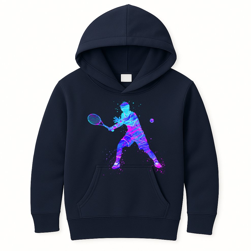 Watercolor Tennis Player Kids Hoodie