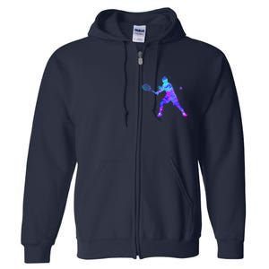 Watercolor Tennis Player Full Zip Hoodie