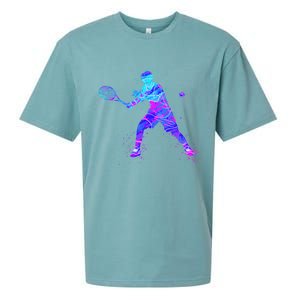 Watercolor Tennis Player Sueded Cloud Jersey T-Shirt