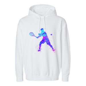 Watercolor Tennis Player Garment-Dyed Fleece Hoodie