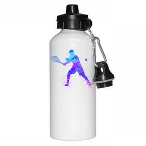 Watercolor Tennis Player Aluminum Water Bottle