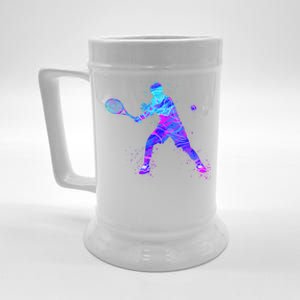 Watercolor Tennis Player Beer Stein