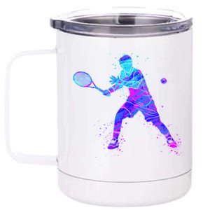 Watercolor Tennis Player 12 oz Stainless Steel Tumbler Cup