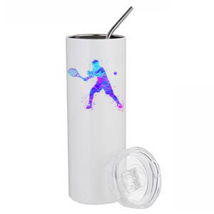 Watercolor Tennis Player Stainless Steel Tumbler