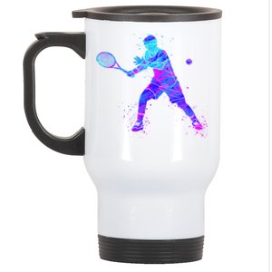 Watercolor Tennis Player Stainless Steel Travel Mug