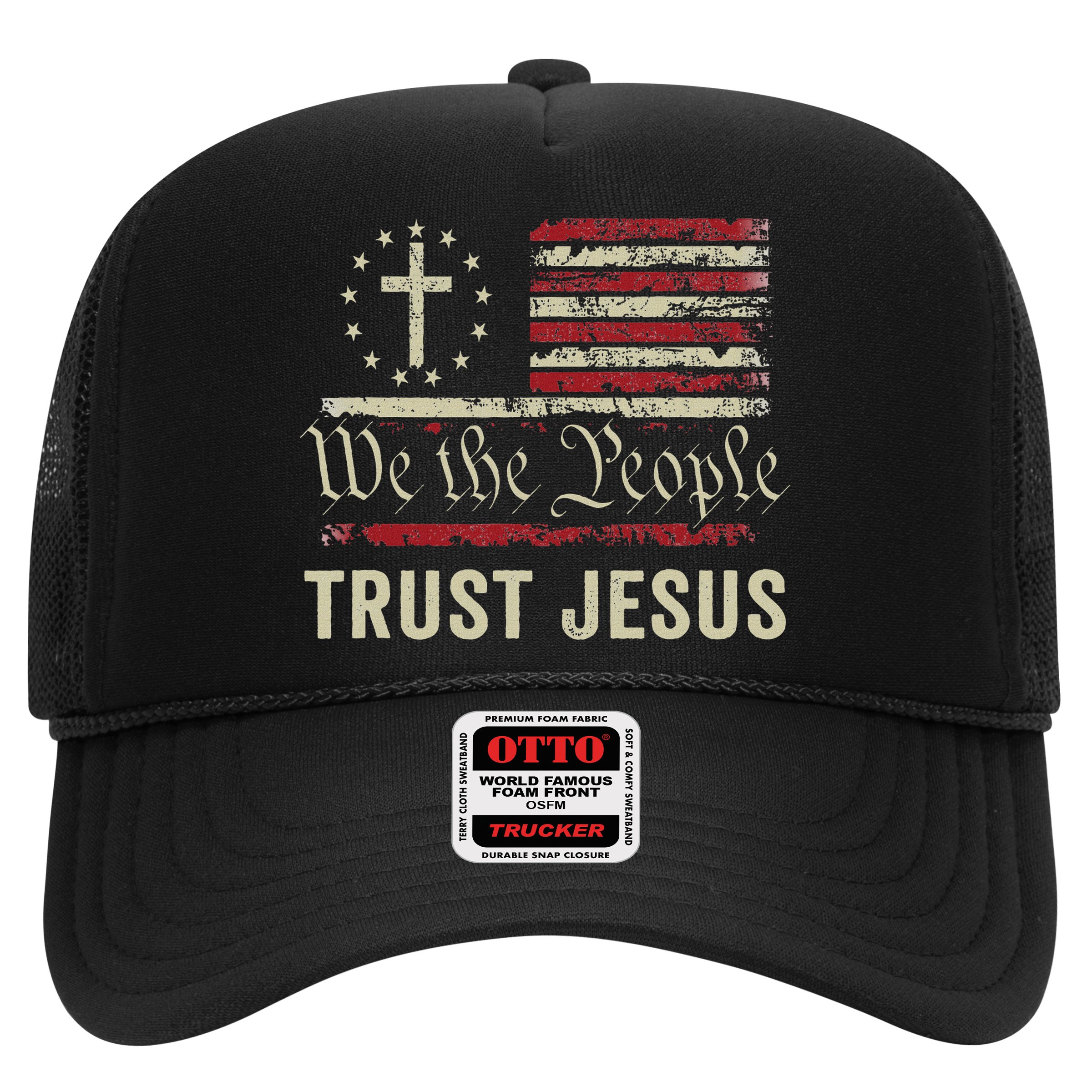We The People Trust Jesus Usa Flag Christian Patriotic Hat