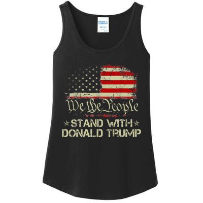 We The People Stand With Donald Trump 2024 American Flag Ladies Essential Tank