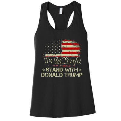 We The People Stand With Donald Trump 2024 American Flag Women's Racerback Tank