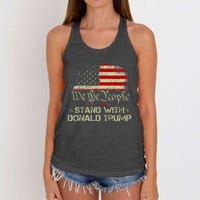 We The People Stand With Donald Trump 2024 American Flag Women's Knotted Racerback Tank