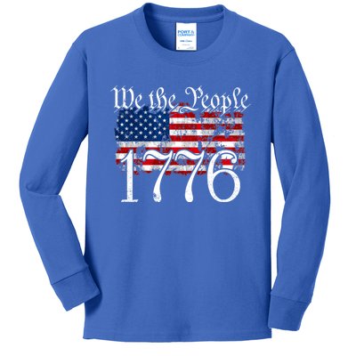 We The People 1776 U S Constitution Freedom American Flag Great Gift Kids Long Sleeve Shirt