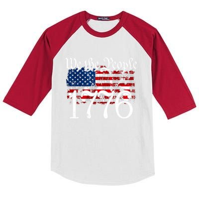 We The People 1776 U S Constitution Freedom American Flag Great Gift Kids Colorblock Raglan Jersey